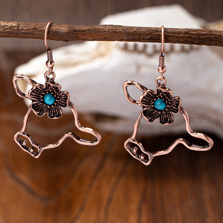 Pendientes Olivenorma de metal turquesa estilo retro occidental