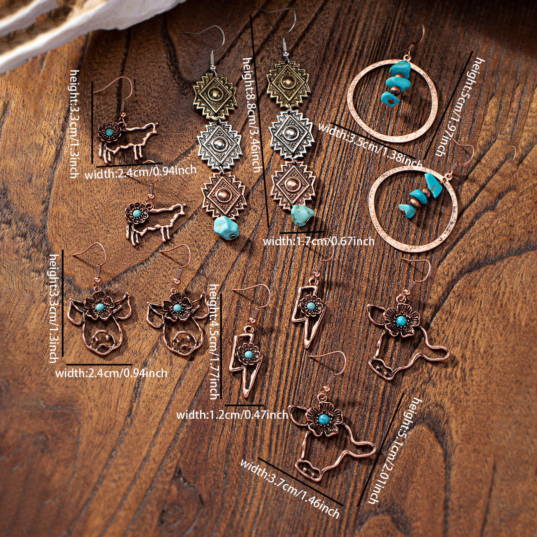 Pendientes Olivenorma de metal turquesa estilo retro occidental