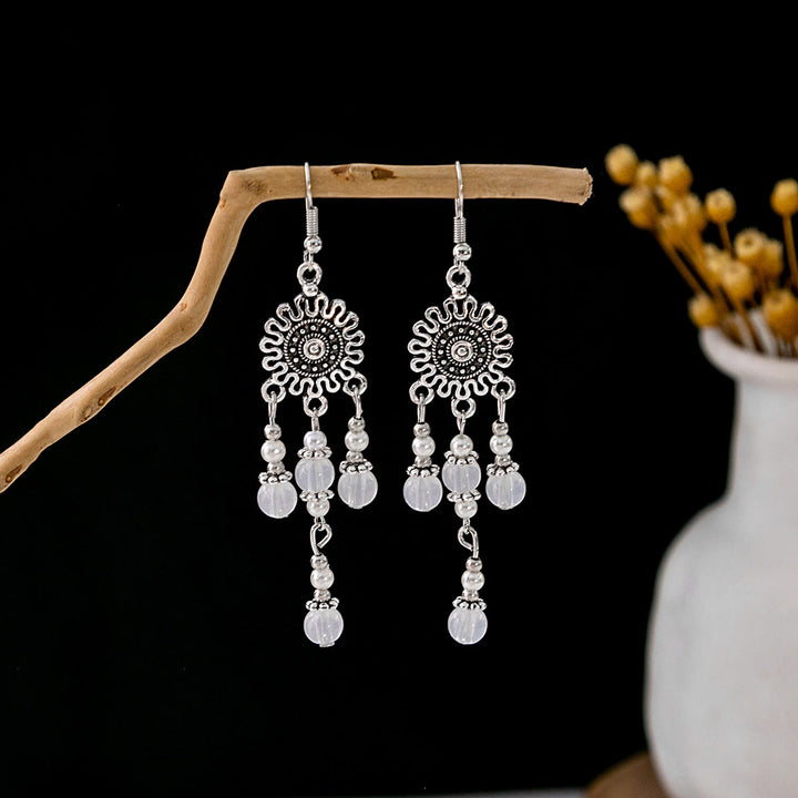 Pendientes Olivenorma estilo étnico retro con borlas bohemias de turquesa