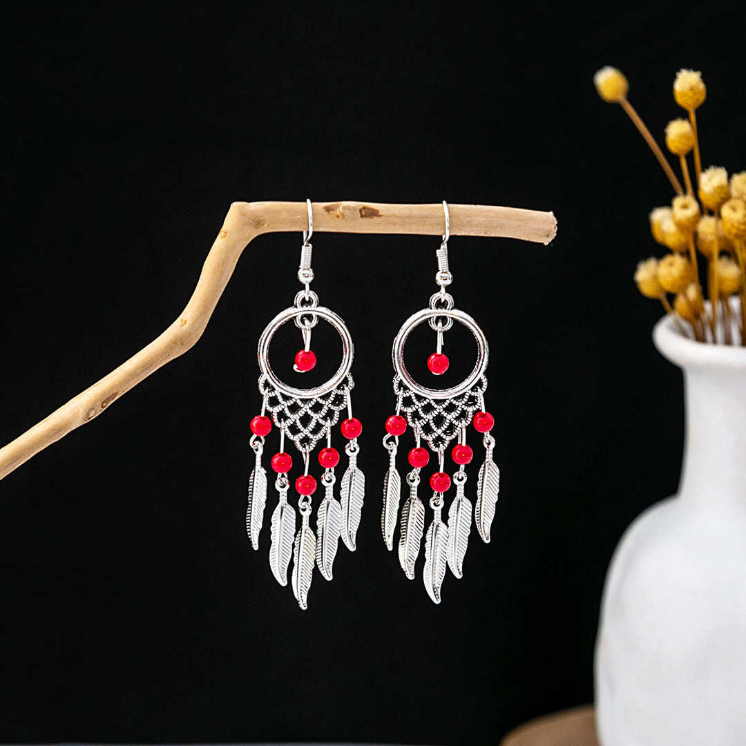 Pendientes Olivenorma estilo étnico retro con borlas bohemias de turquesa