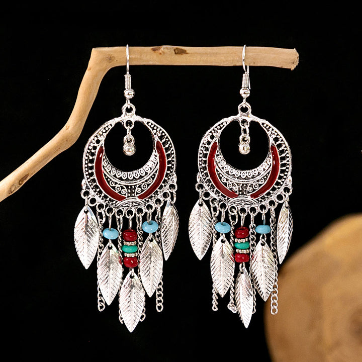 Pendientes Olivenorma estilo étnico retro con borlas bohemias de turquesa
