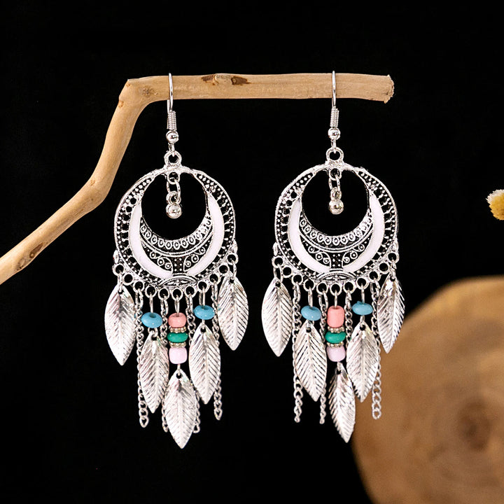 Pendientes Olivenorma estilo étnico retro con borlas bohemias de turquesa