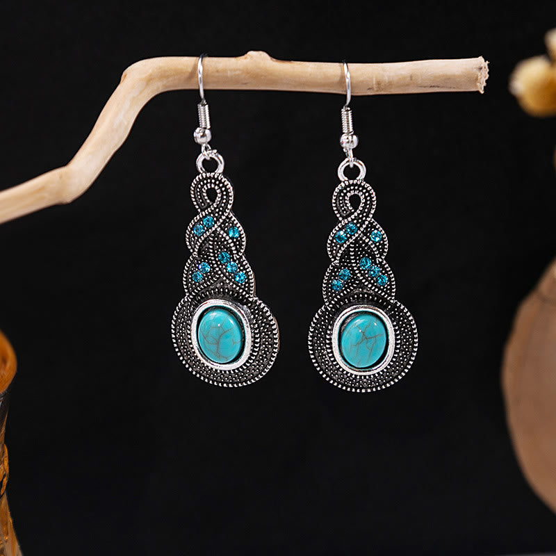 Pendientes Olivenorma estilo étnico retro con borlas bohemias de turquesa
