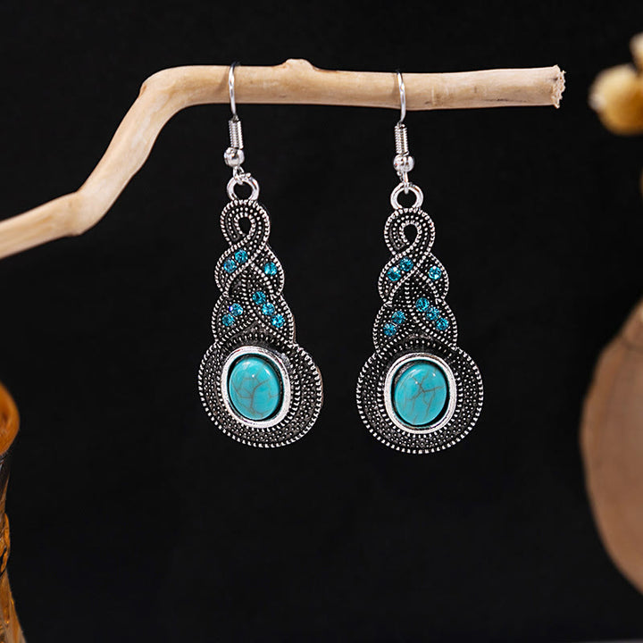 Pendientes Olivenorma estilo étnico retro con borlas bohemias de turquesa