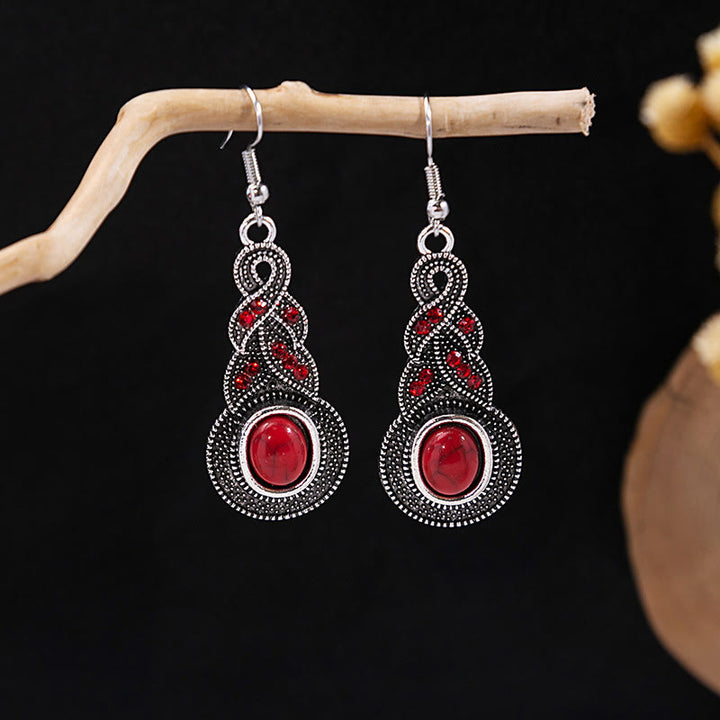 Pendientes Olivenorma estilo étnico retro con borlas bohemias de turquesa