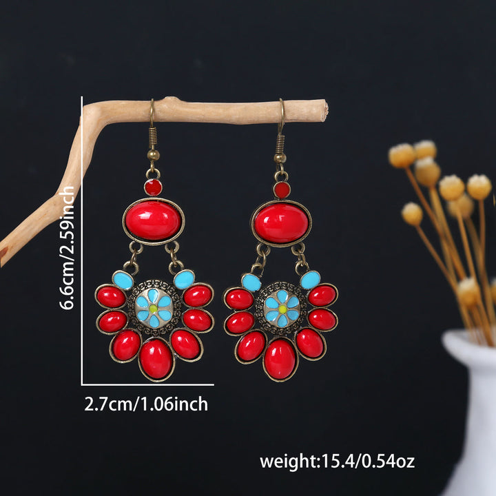 Pendientes Olivenorma estilo étnico retro con borlas bohemias de turquesa