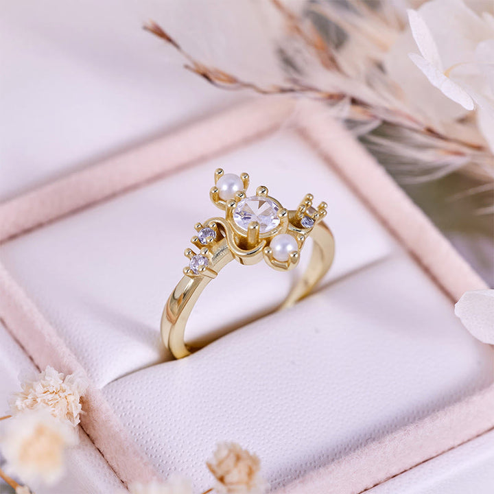 Anillo Olivenorma 'Compass' con perla de agua dulce y circón blanco