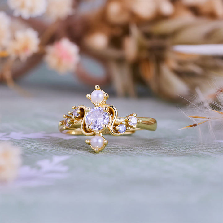 Anillo Olivenorma 'Compass' con perla de agua dulce y circón blanco