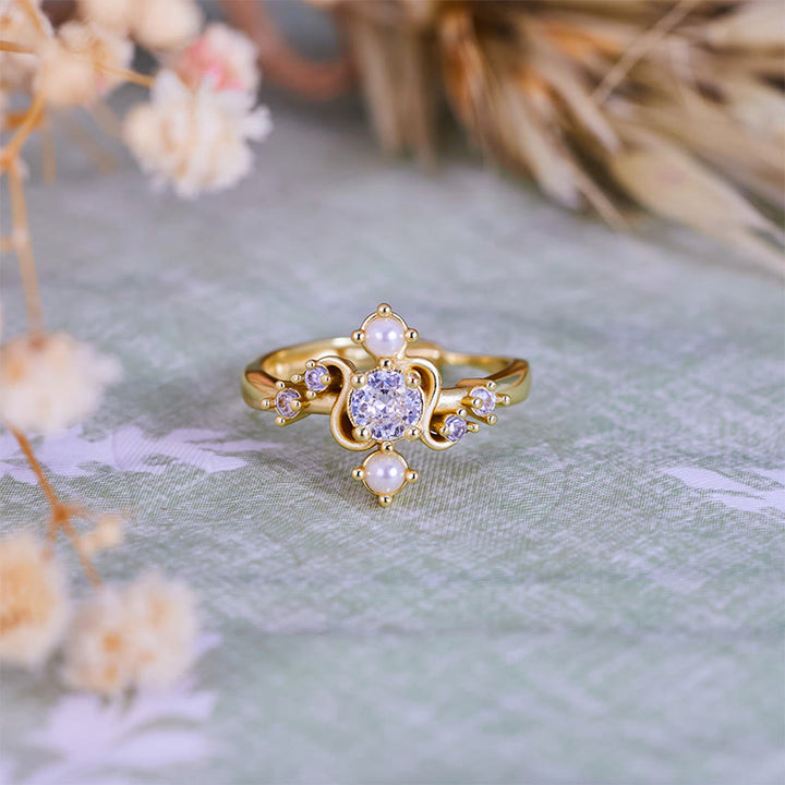Anillo Olivenorma 'Compass' con perla de agua dulce y circón blanco