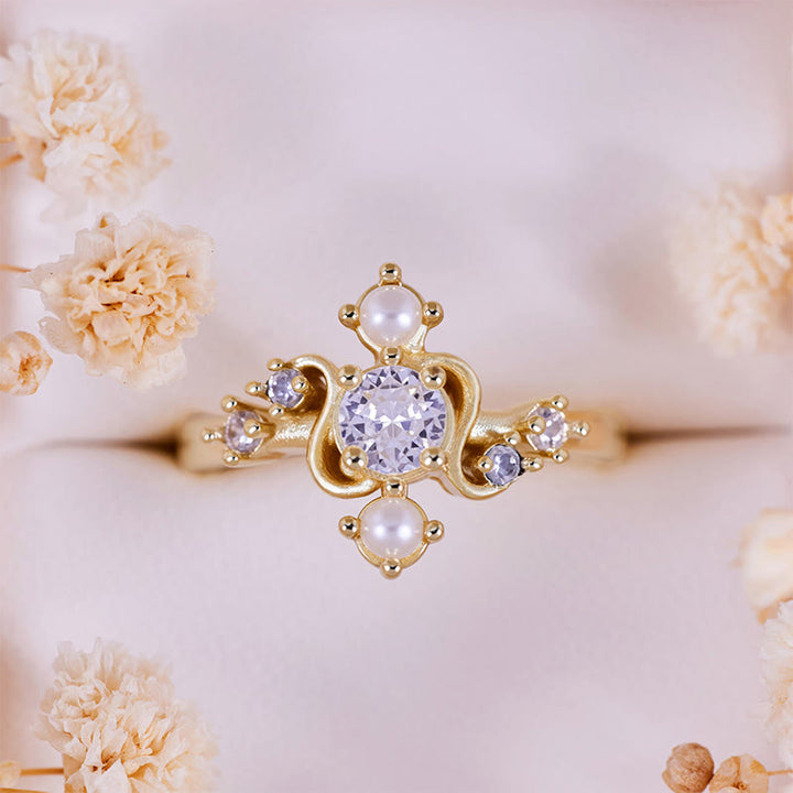 Anillo Olivenorma 'Compass' con perla de agua dulce y circón blanco