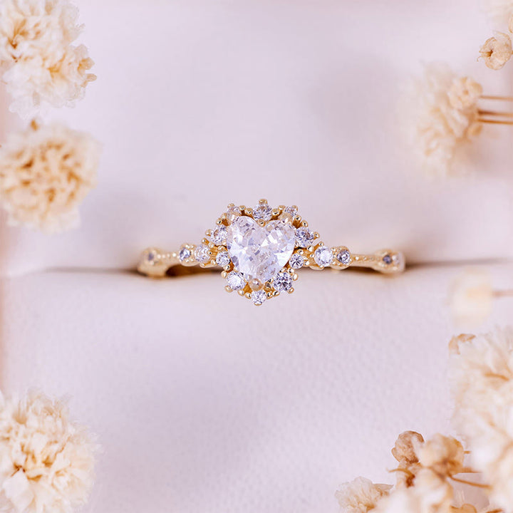Anillo Olivenorma "Gypsophila" con corazón de diamantes simulados