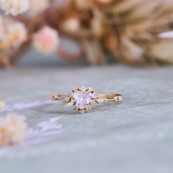 Anillo Olivenorma "Gypsophila" con corazón de diamantes simulados