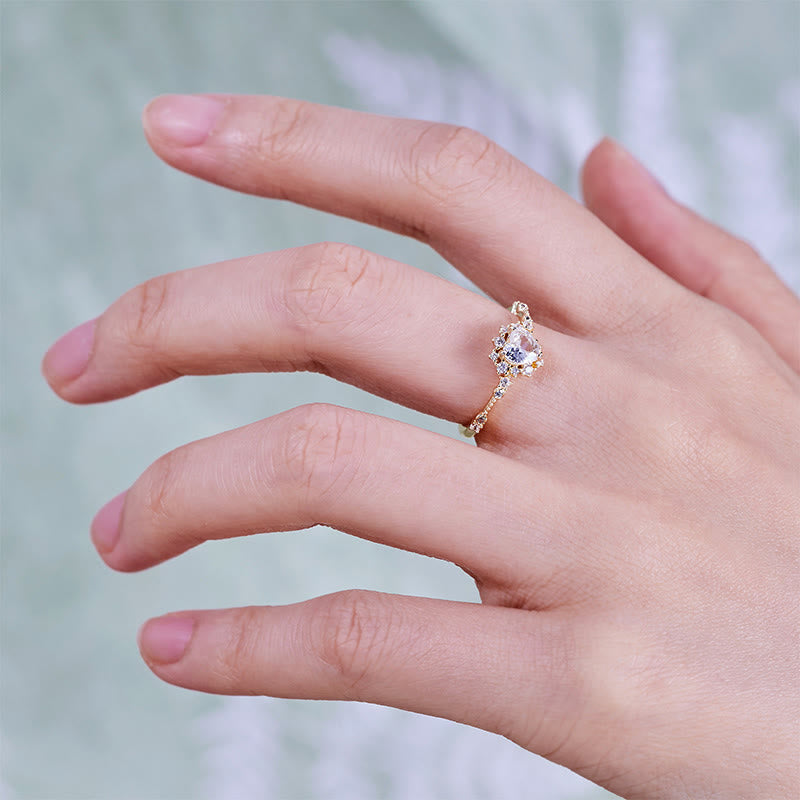 Anillo Olivenorma "Gypsophila" con corazón de diamantes simulados