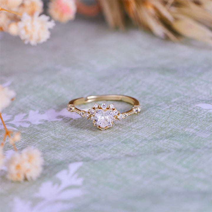 Anillo Olivenorma "Gypsophila" con corazón de diamantes simulados