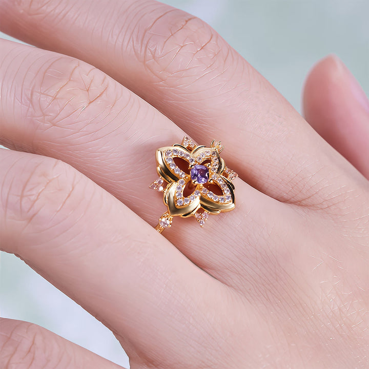 Anillo de diseño retro tallado con amatista de Olivenorma Palace