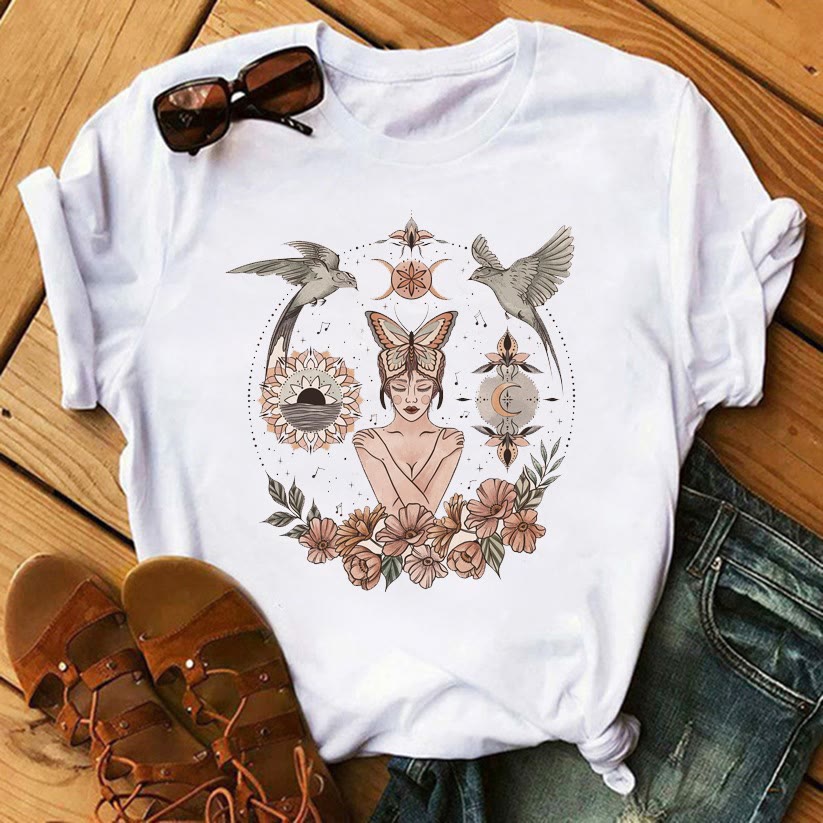 Camisetas de algodón inspiradoras con estampado del Tarot de Olivenorma