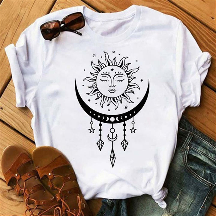 Camiseta Olivenorma de poliéster con estampado de mariposas y luna