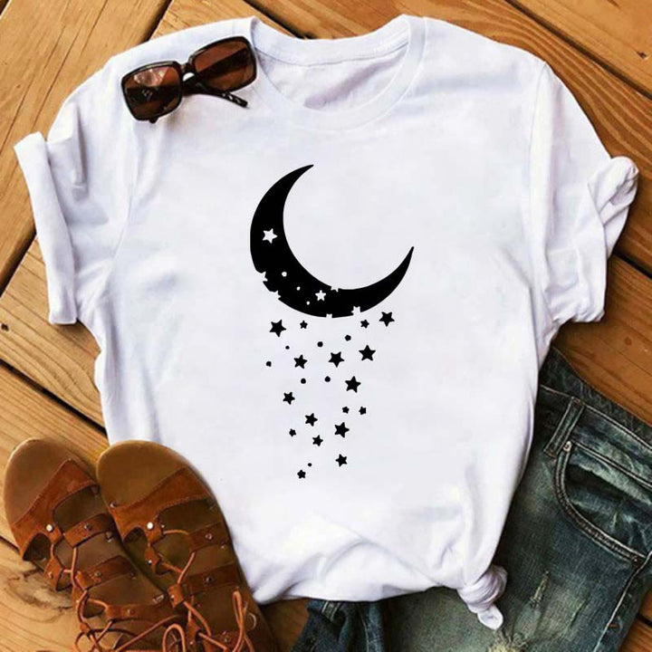 Camiseta Olivenorma de poliéster con estampado de mariposas y luna
