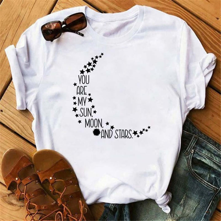 Camiseta Olivenorma de poliéster con estampado de mariposas y luna