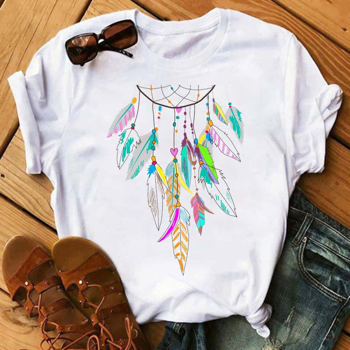 Camiseta de algodón con estampado de atrapasueños de Olivenorma