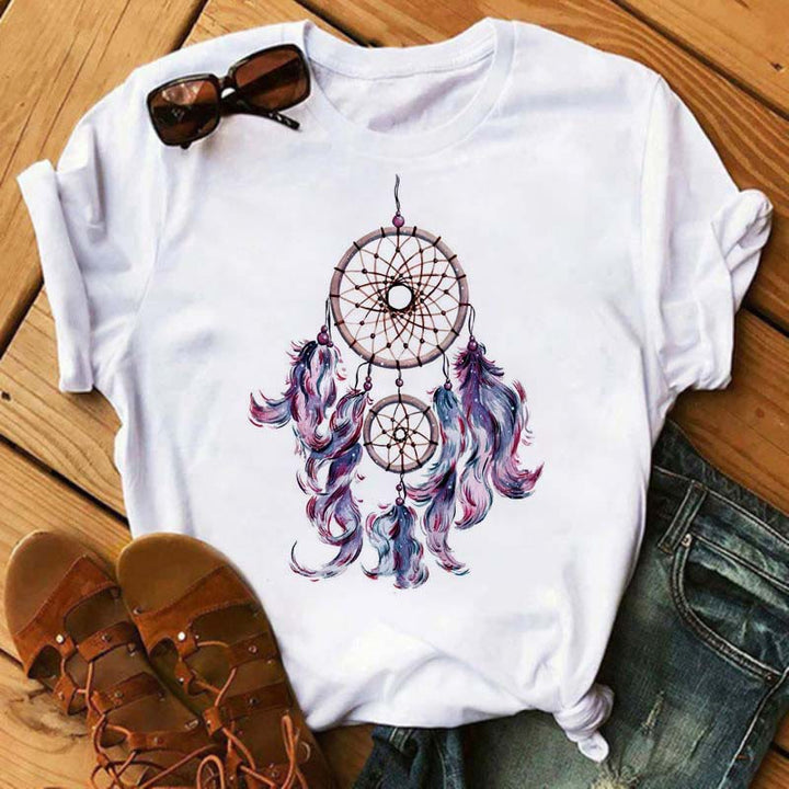 Camiseta de algodón con estampado de atrapasueños de Olivenorma