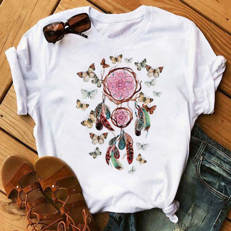 Camiseta de algodón con estampado de atrapasueños de Olivenorma