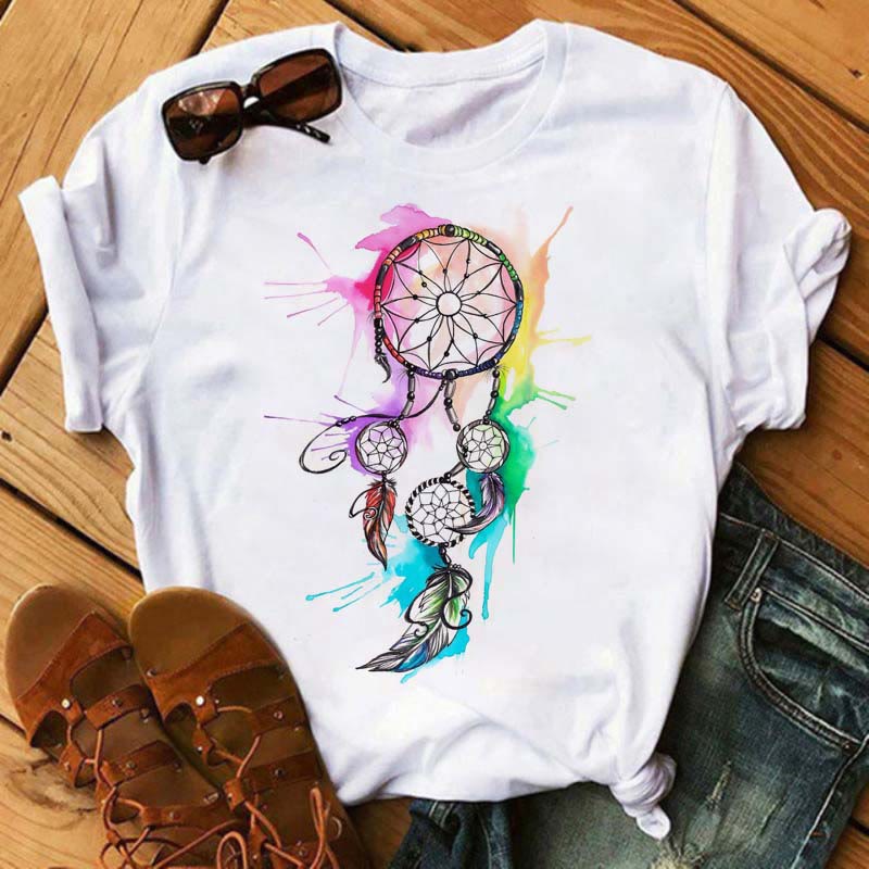 Camiseta de algodón con estampado de atrapasueños de Olivenorma