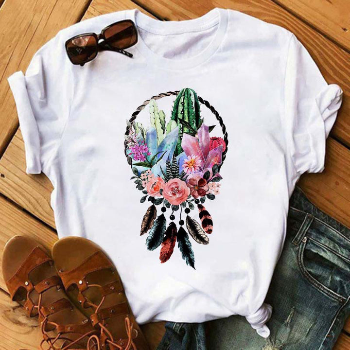 Camiseta de algodón con estampado de atrapasueños de Olivenorma