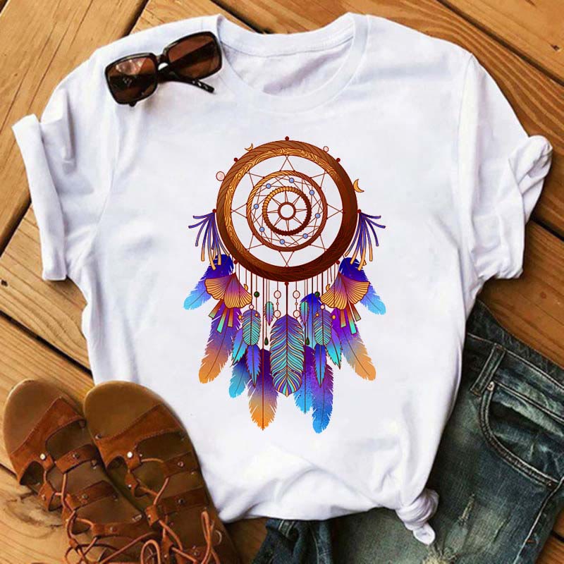 Camiseta de algodón con estampado de atrapasueños de Olivenorma