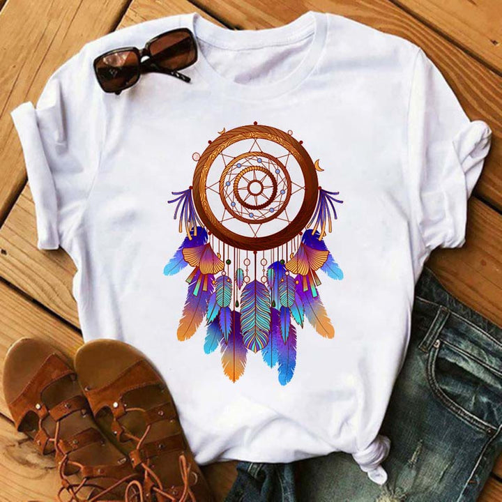 Camiseta de algodón con estampado de atrapasueños de Olivenorma