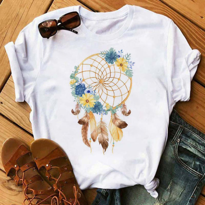 Camiseta de algodón con estampado de atrapasueños de Olivenorma