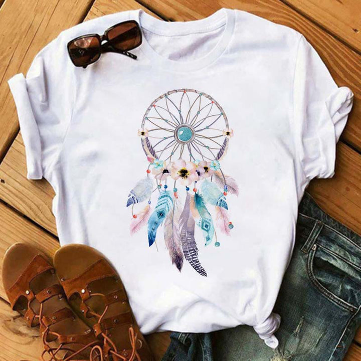 Camiseta Olivenorma Modal con estampado de atrapasueños y árbol de la vida