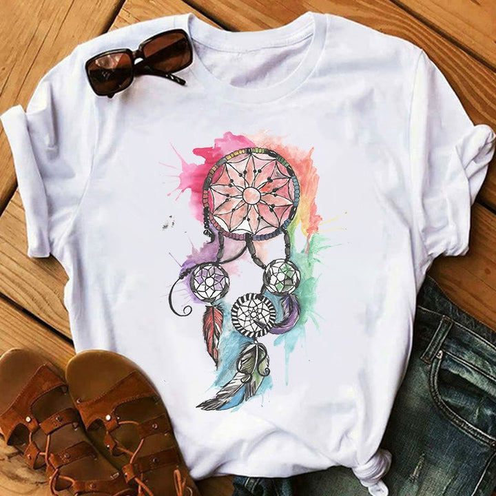 Camiseta Olivenorma Modal con estampado de atrapasueños y árbol de la vida