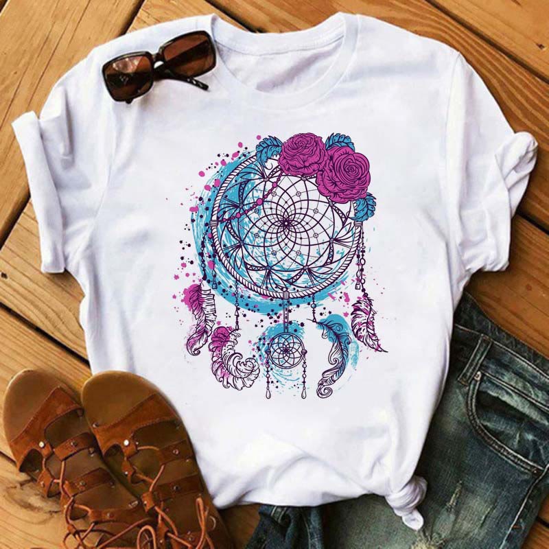 Camiseta Olivenorma Modal con estampado de atrapasueños y árbol de la vida