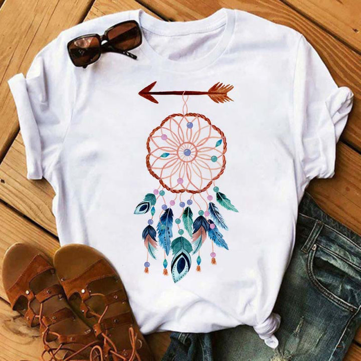Camiseta Olivenorma Modal con estampado de atrapasueños y árbol de la vida