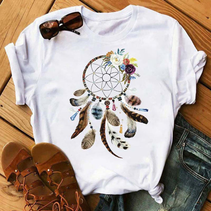 Camiseta Olivenorma Modal con estampado de atrapasueños y árbol de la vida