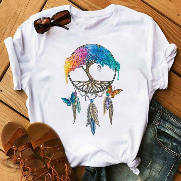 Camiseta Olivenorma Modal con estampado de atrapasueños y árbol de la vida