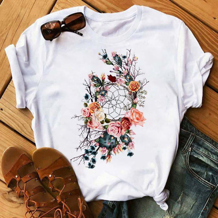 Camiseta Olivenorma Modal con estampado de atrapasueños y árbol de la vida