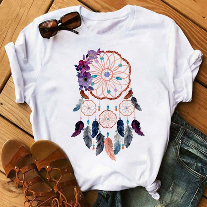 Camiseta Olivenorma Modal con estampado de atrapasueños y árbol de la vida