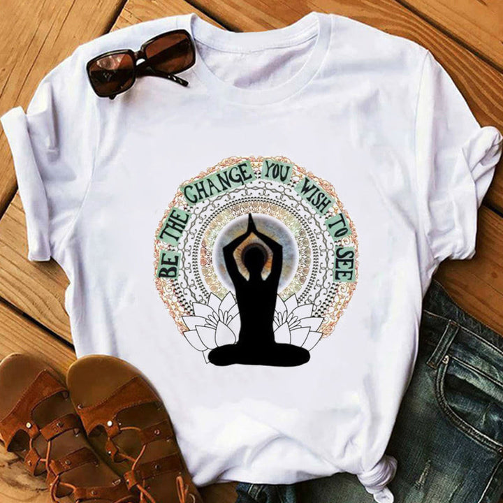 Camiseta bohemia con estampado de meditación zen y chakras de Buda de Olivenorma