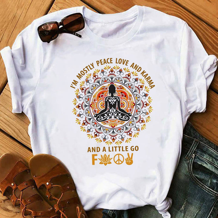 Camiseta bohemia con estampado de meditación zen y chakras de Buda de Olivenorma