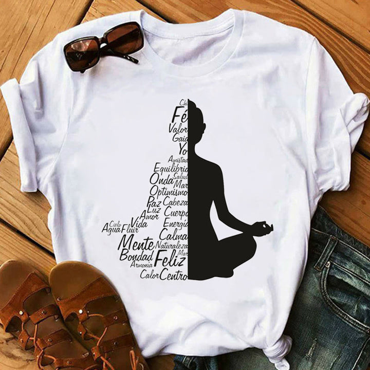Camiseta bohemia con estampado de meditación zen y chakras de Buda de Olivenorma