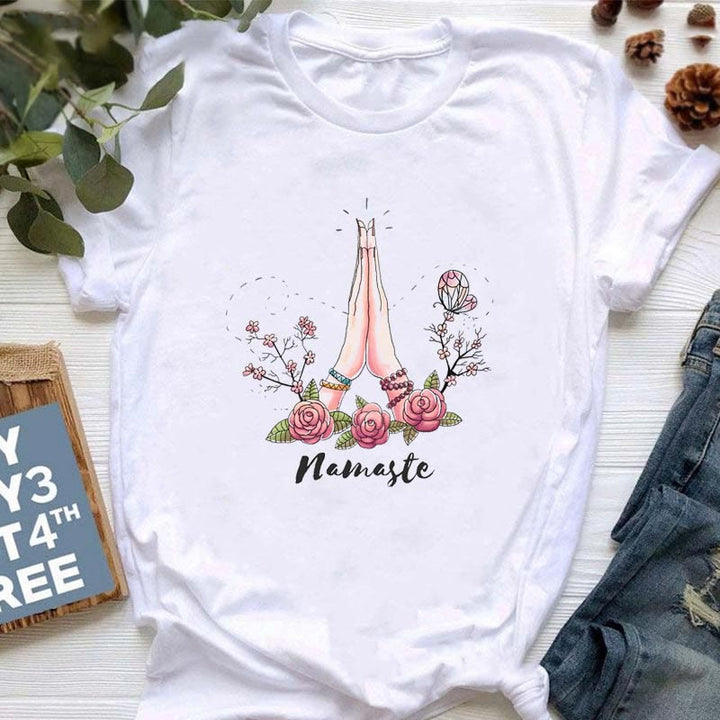 Camiseta con estampado de loto y Buda Hamsa de meditación de Olivenorma
