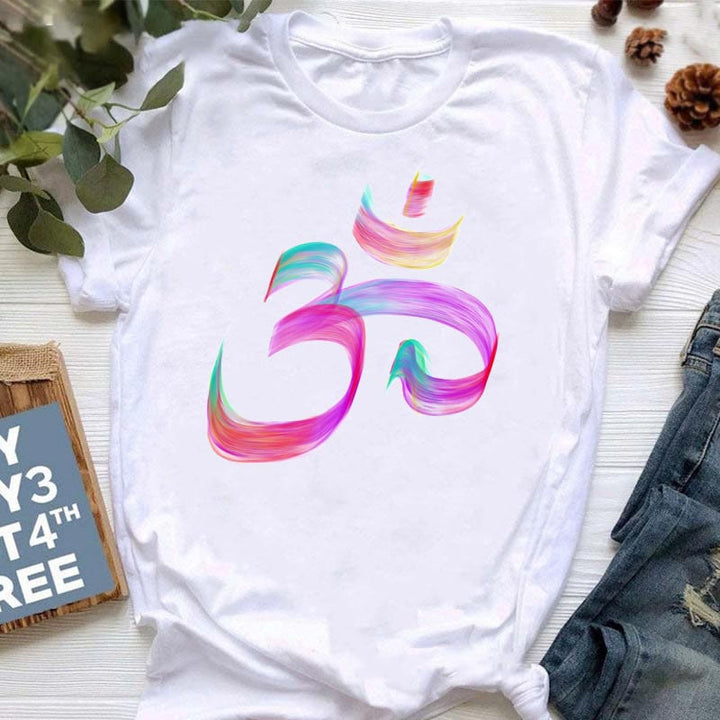 Camiseta con estampado de loto y Buda Hamsa de meditación de Olivenorma