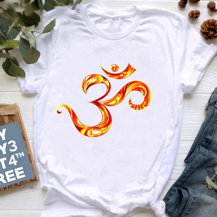 Camiseta con estampado OM de Buda y el mal de ojo de meditación de Olivenorma