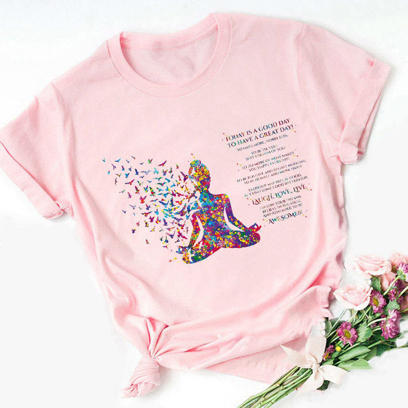 Camiseta Olivenorma con estampado de Buda colorido, meditación y yoga