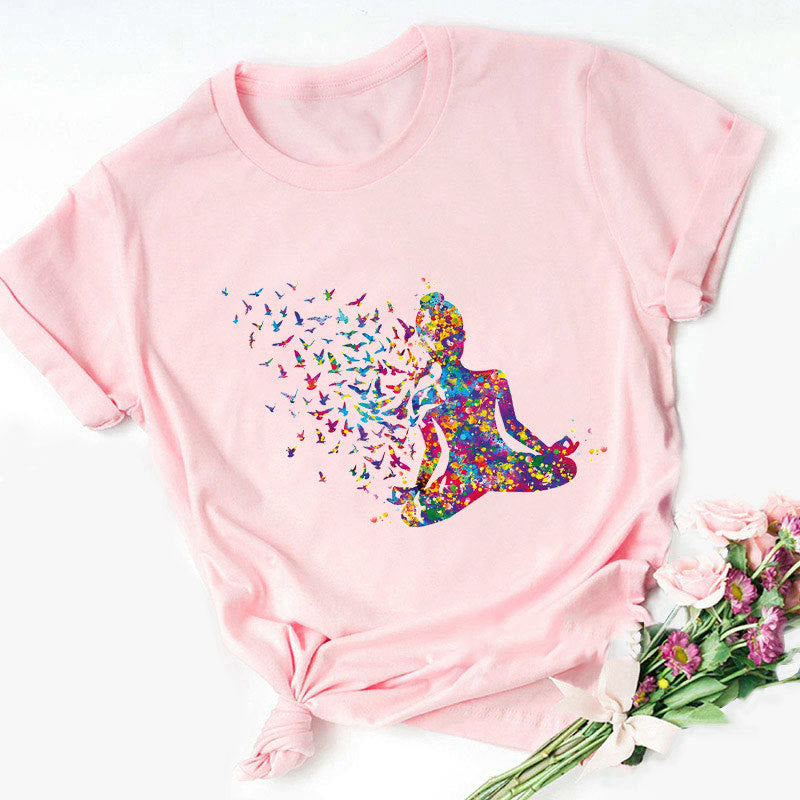 Camiseta Olivenorma con estampado de Buda colorido, meditación y yoga