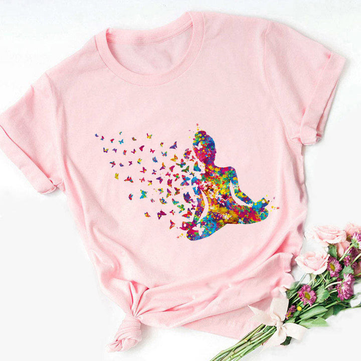 Camiseta Olivenorma con estampado de Buda colorido, meditación y yoga
