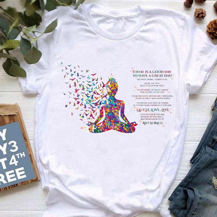 Camiseta Olivenorma con estampado de Buda colorido, meditación y yoga