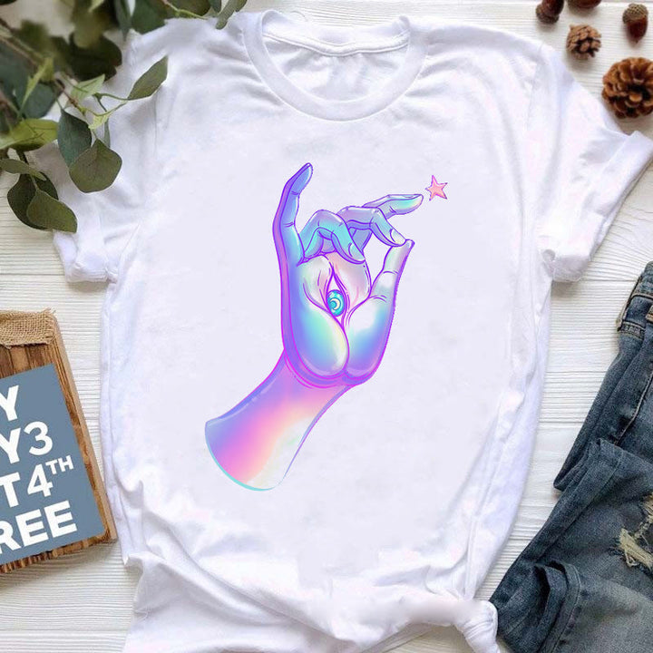 Camiseta con estampado colorido de meditación de Buda de Olivenorma